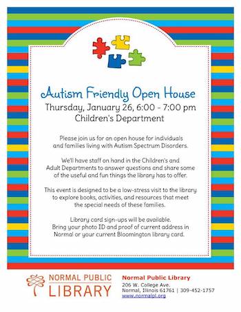 Autism Friendly Open House at the Normal Public Library